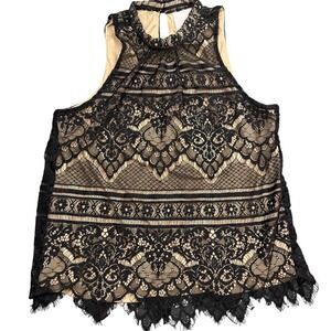 LC Lauren Conrad Black Lace Top